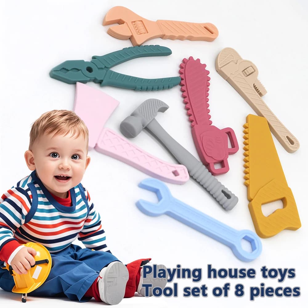 6/8 pezzi lenitivo massaggiagengive simulazione silicone sega chiave pinze gomma dentizione set bollibile sicuro regalo