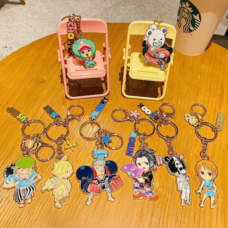 One Piece The Country of Harmony Series Blind Box Anime Figure rufy Nami Zoro Sanji Chopper portachiavi in metallo ciondolo bambola giocattoli
