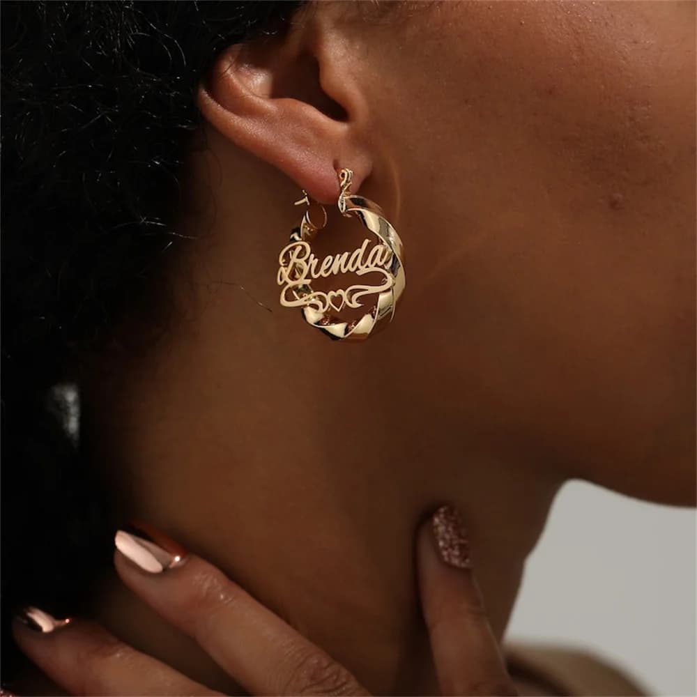 DHQH nome personalizzato orecchini a cuore personalizzati orecchini da 30mm orecchini in acciaio inossidabile dorato ragazza regalo personalizzato per ragazze