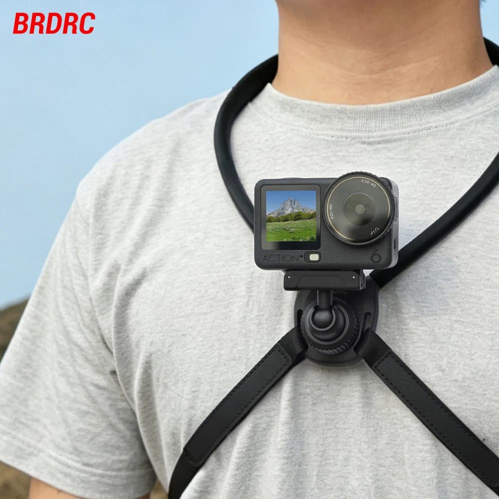 Supporto da Collo BRDRC per Fotocamera DJI Action 6 5 4, Accessorio POV con Cinghia da Petto e Base a Sgancio Rapido