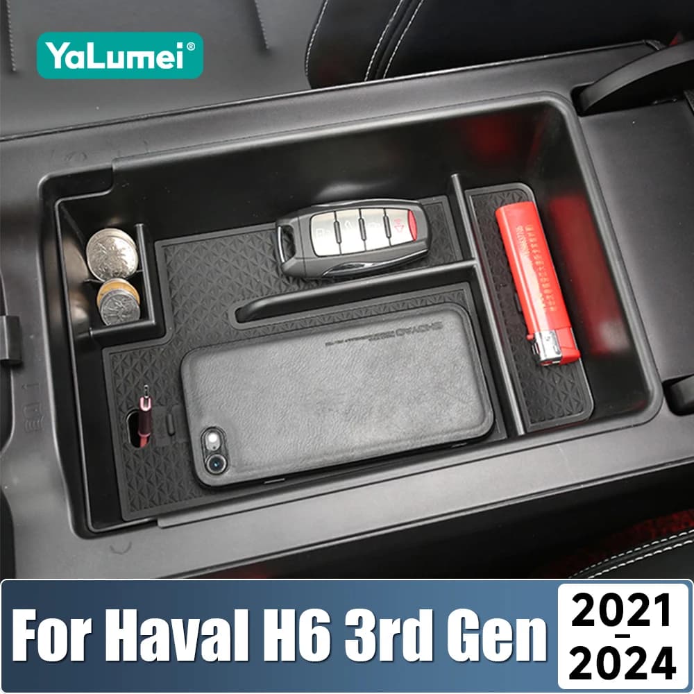 Per Haval H6 3a Gen GT 2021 2022 2023 2024 HEV PHEV: Contenitore Organizer Vassoio Portaoggetti per Bracciolo Console Centrale Auto