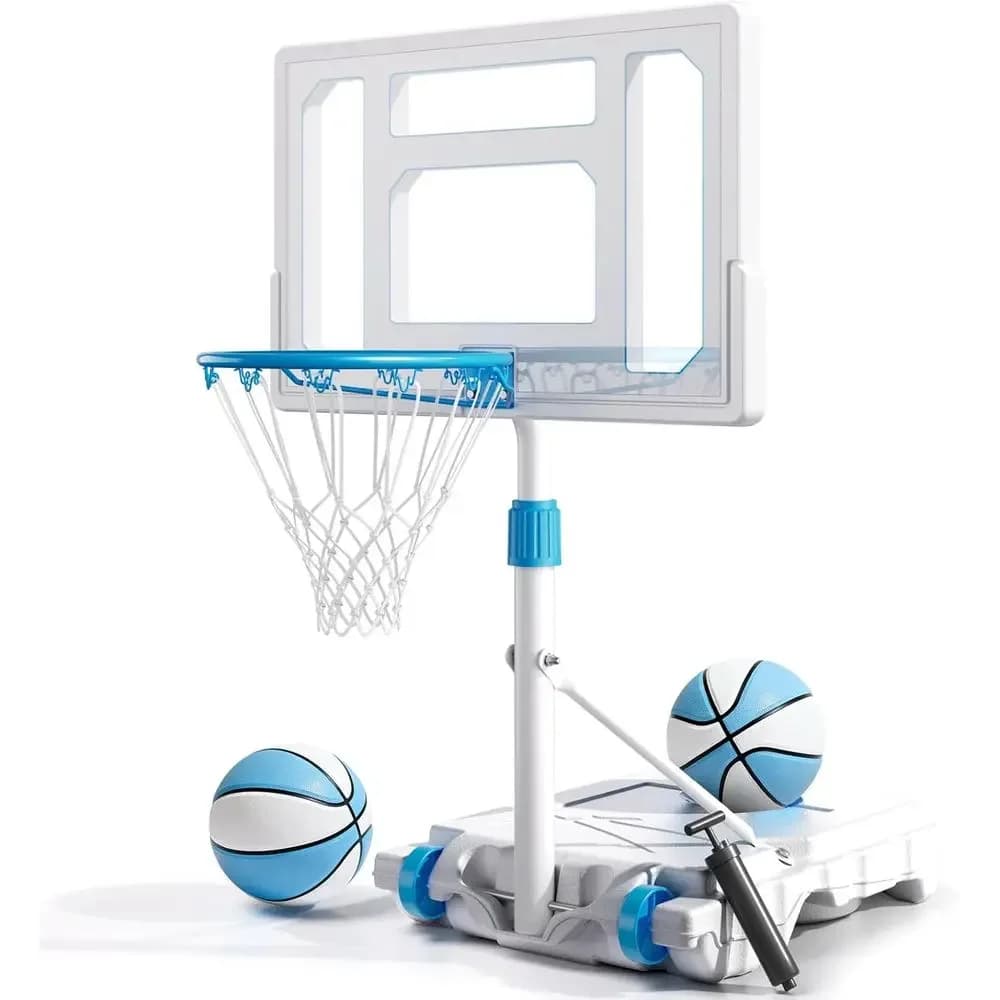 Canestro da Basket Portatile per Piscina 32 Pollici - Set Canestro in Acciaio Inossidabile, Resistente alla Ruggine per Uso Esterno/Interno