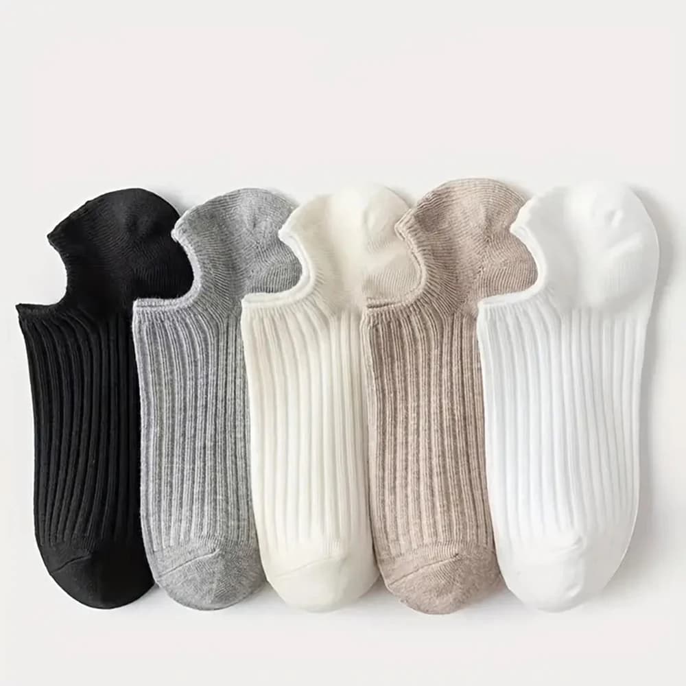5/10 Paia di Calzini Invisibili da Uomo, Calzini alla Caviglia Semplici e Traspiranti Unisex, Calze da Donna e Calzini Neri a Tubo Corto
