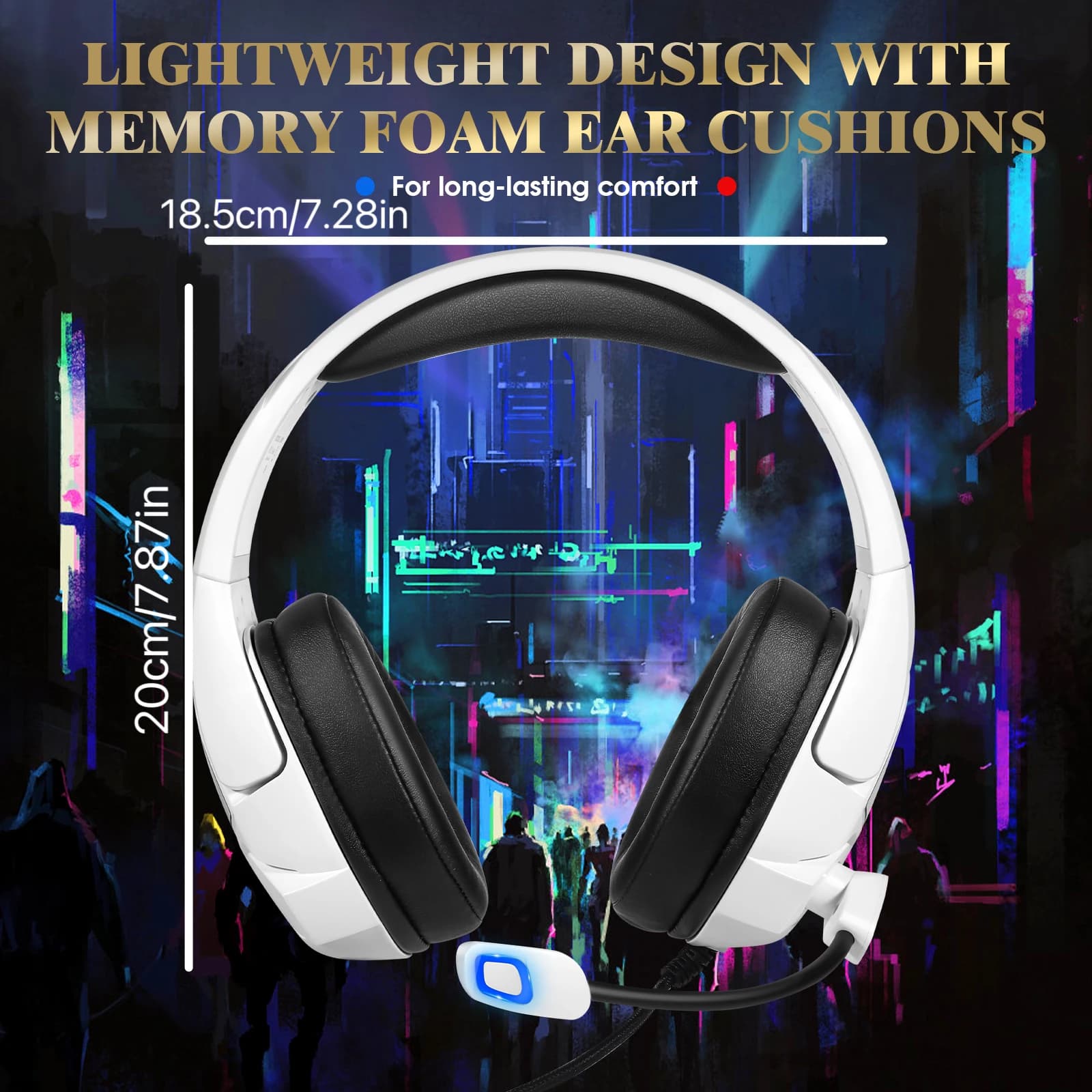 Kotion G3000 3.5 mm over-ear gaming headphones with RGB LED lights Microphone with noise cancelling for PC/PS5/Xbox - Comfort Gaming Audio