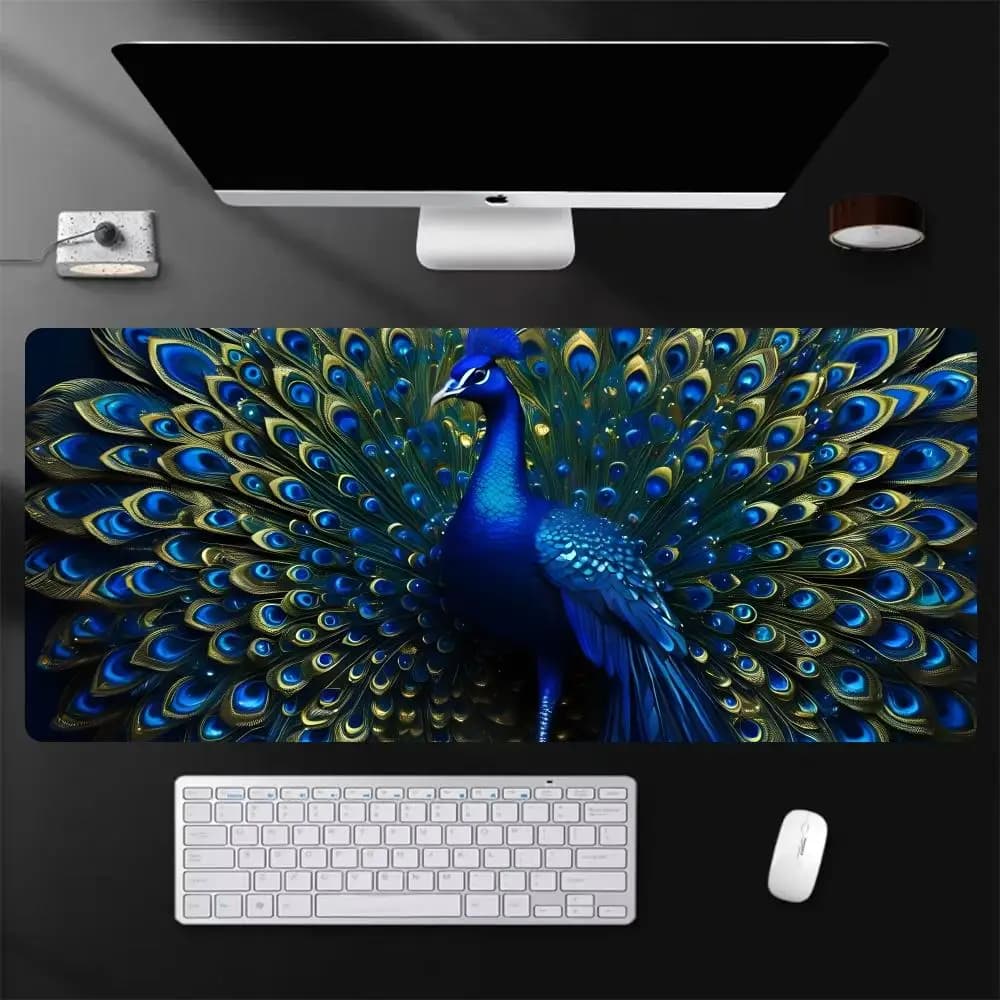 Tappetino per mouse P-Peacock, tappetino per mouse da gioco di grandi dimensioni, tappetino per tastiera e scrivania per computer, con bordi rinforzati