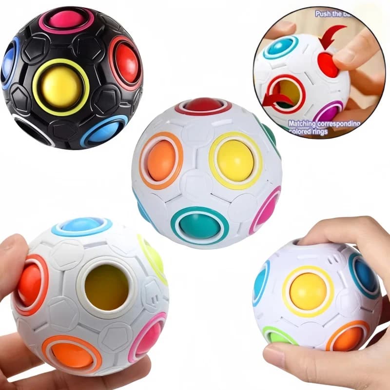 Cubo antistress per bambini Giocattoli magici Fidget Puzzle Palline arcobaleno Giocattolo educativo per bambini Mitigatore di stress Ansia Regalo di Natale