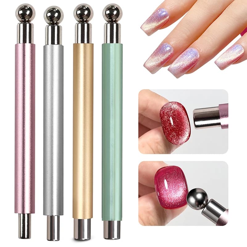 Double Magnetic Stick for Nails Effect Cat Eye 8-10mm Super Strong with Steel Sphere for Polished Gel, Professional Manicure Tool and Fai-da- ♪
