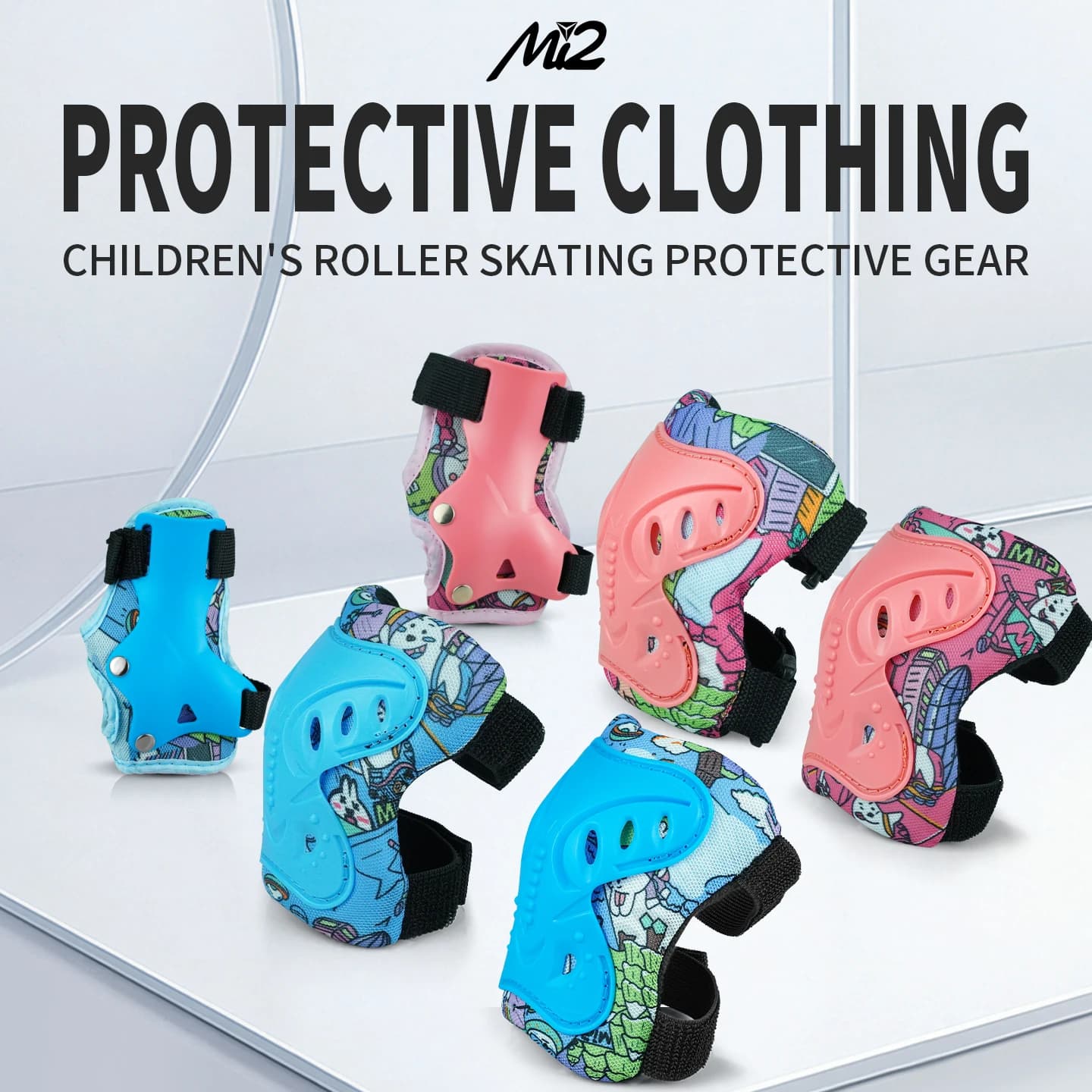 Set di equipaggiamento protettivo da 6 pezzi Ginocchiere per bambini Gomitiere e protezione per il polso per scooter, skateboard, bicicletta, pattinaggio in linea