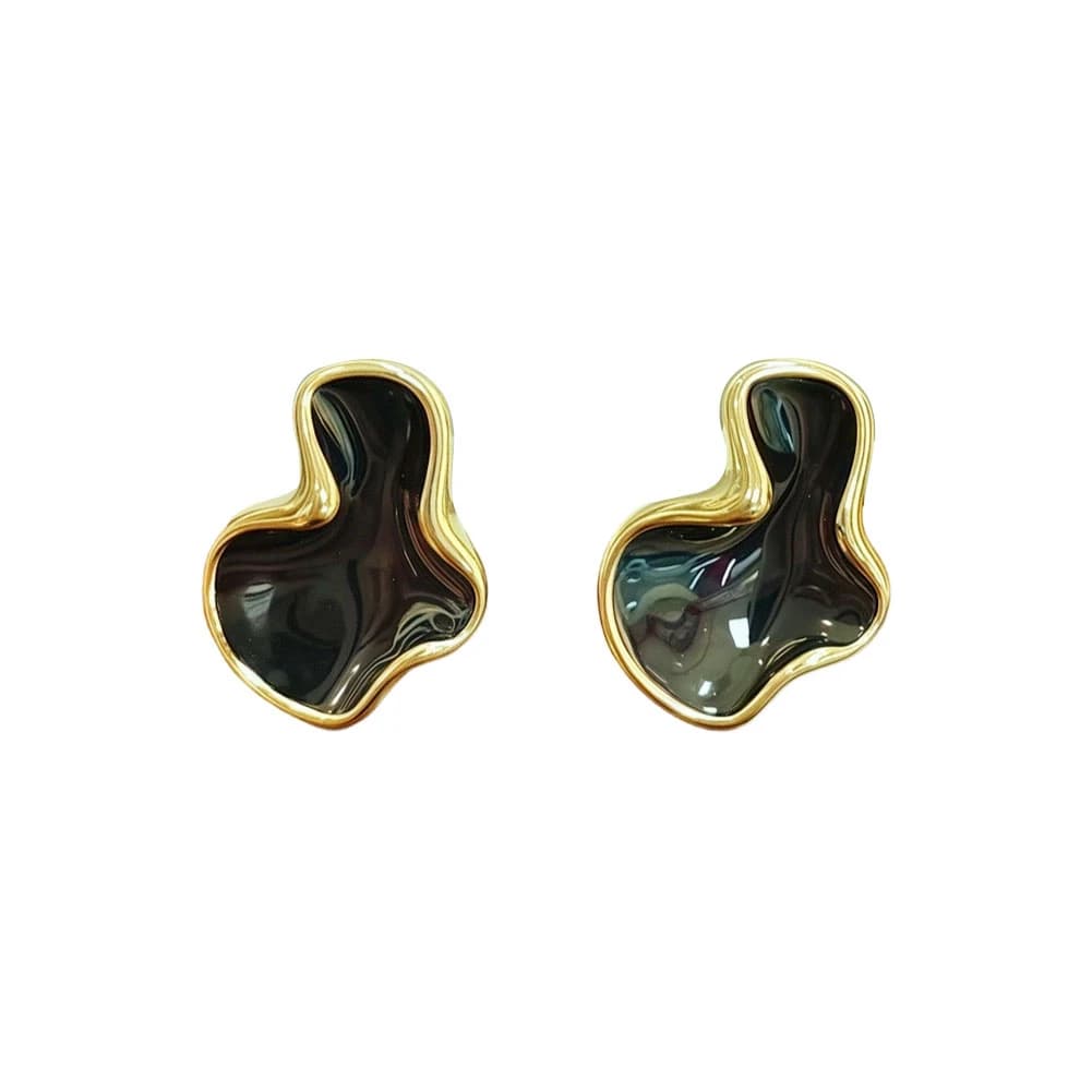 Women Jewelry Simple Temperament Artistic Abstract Cloud Irregular Stud Earrings Colorful Glaze Heart Geometric Drop Earrings