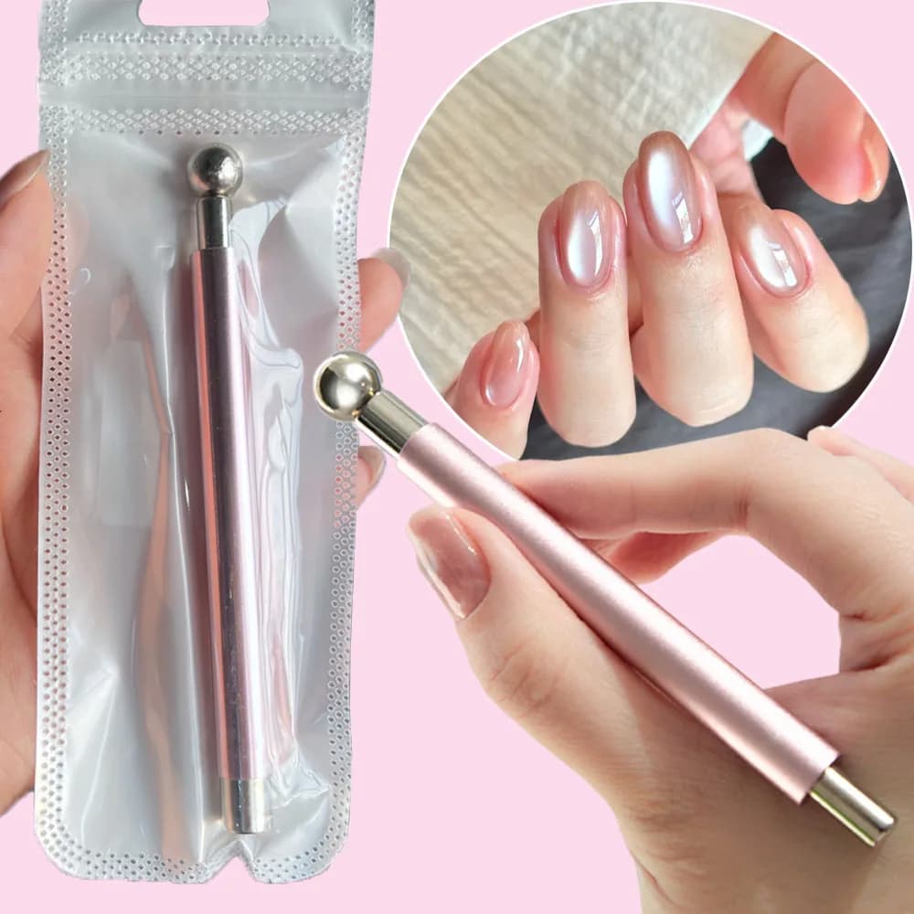 Glass Beads Special For Cat's Eye Pink Nail Magnetic Stick Newly Upgraded Nail Polish Glue Magnet Rod Double-Head Magnetic Tool