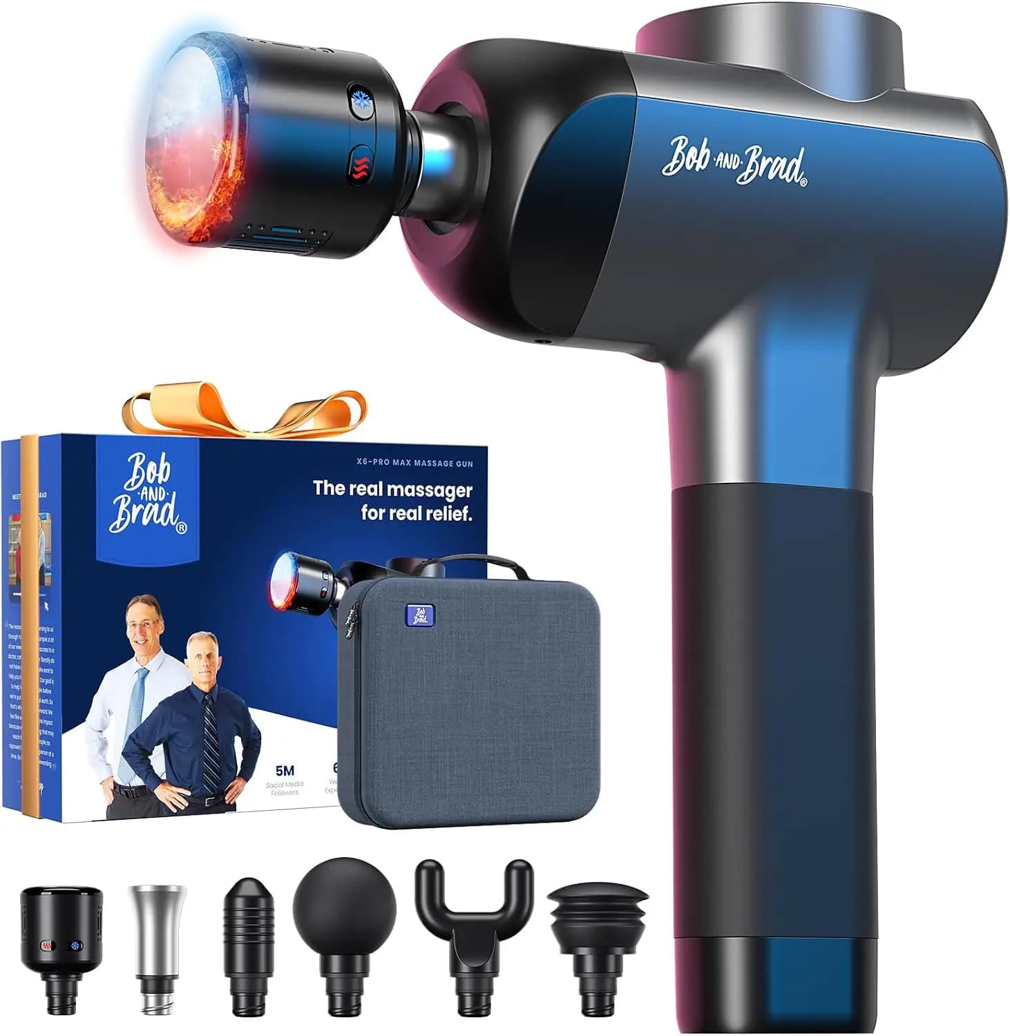 BOB AND BRAD X6 Pro Max Massage Gun with Heat and Cold, FSA Eligible HSA | Deep Tissue Percussion Massager Gun for Athletes, Met