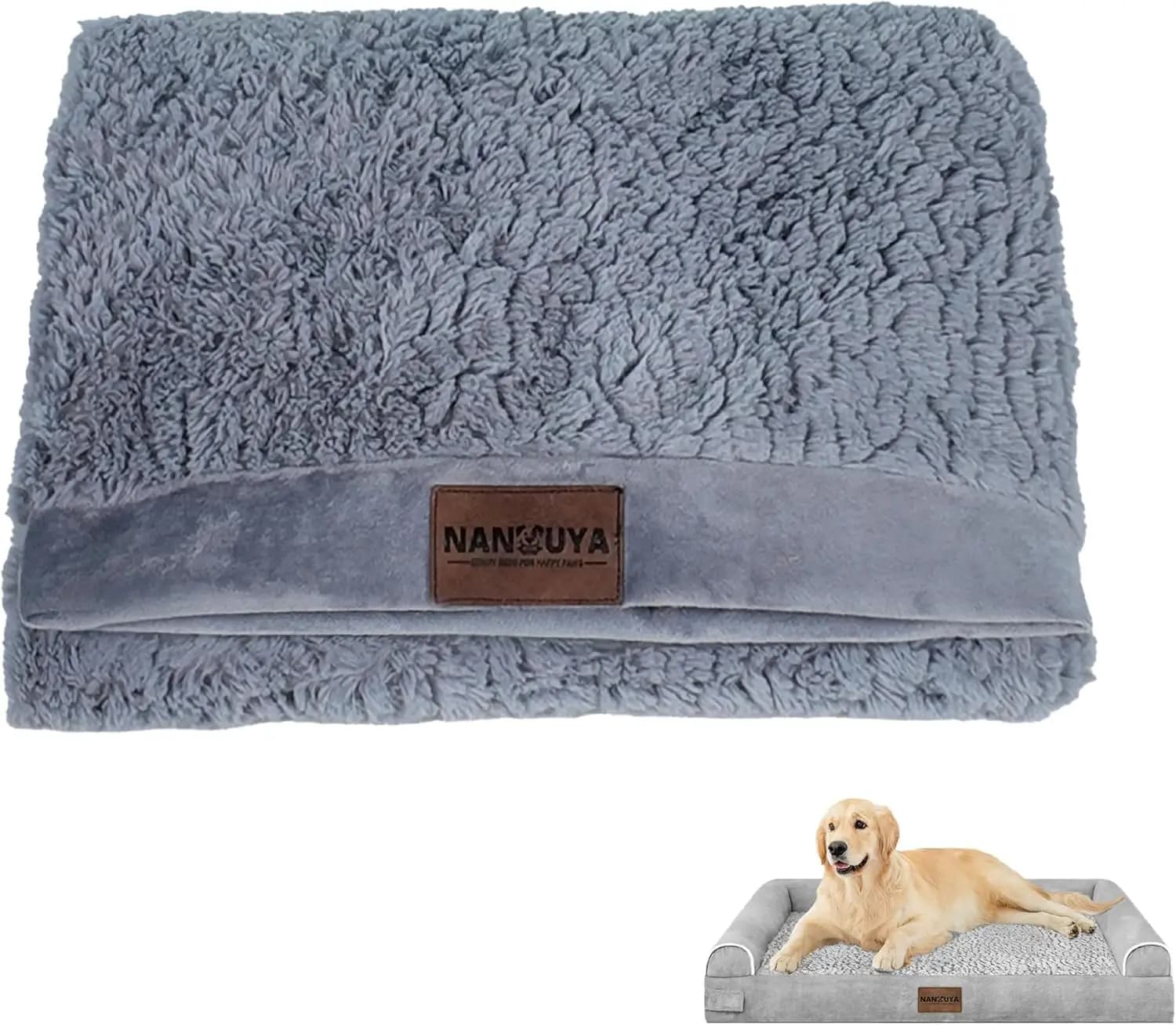 Copertura per Cuccia per Cani - Rivestimento Morbido in Peluche Rimovibile e Lavabile - Grigio per Cuccia Grande 36" x 27"