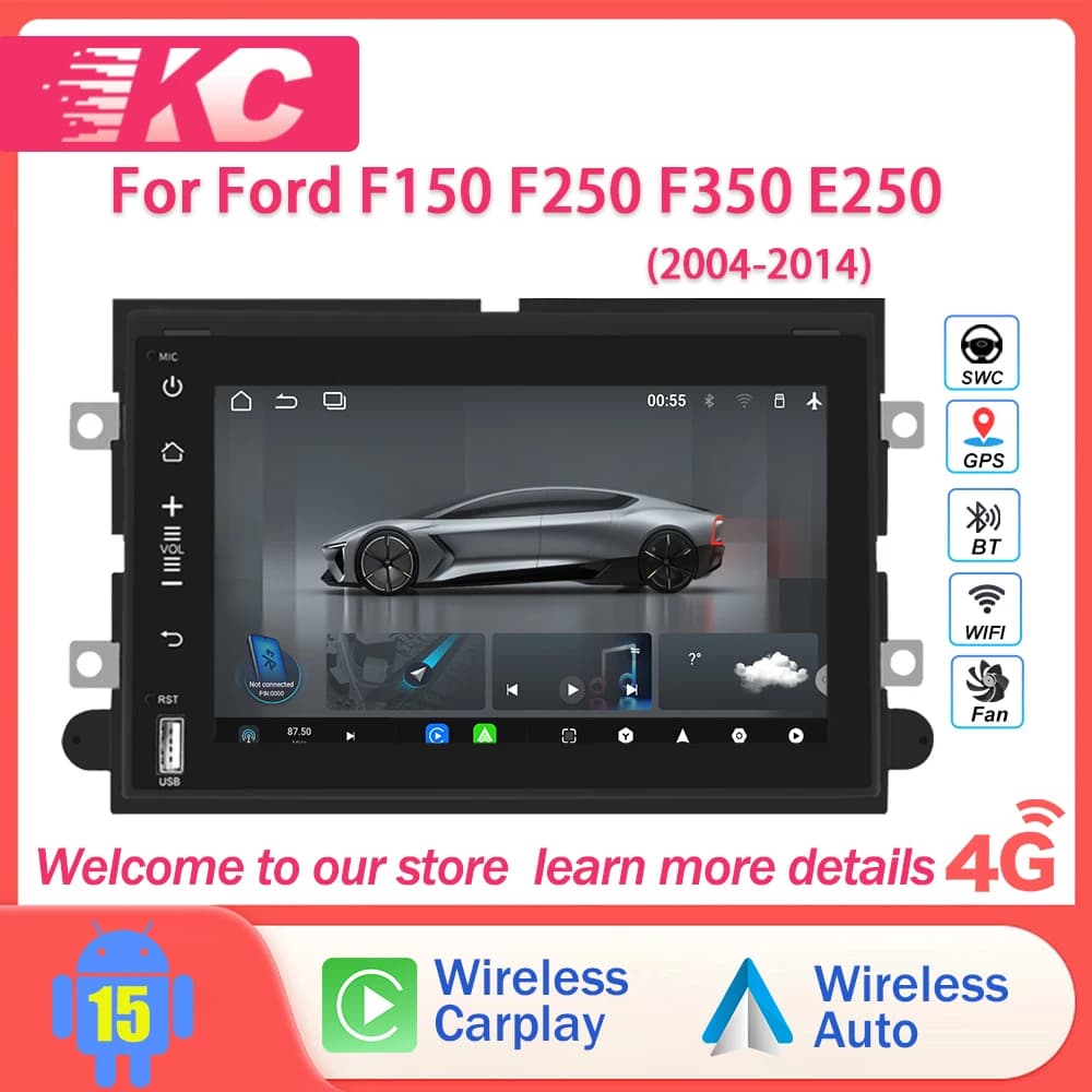 For Ford F150 F250 F350 E250(2004-2014) Android auto reverse input split screen navigation and other functions.