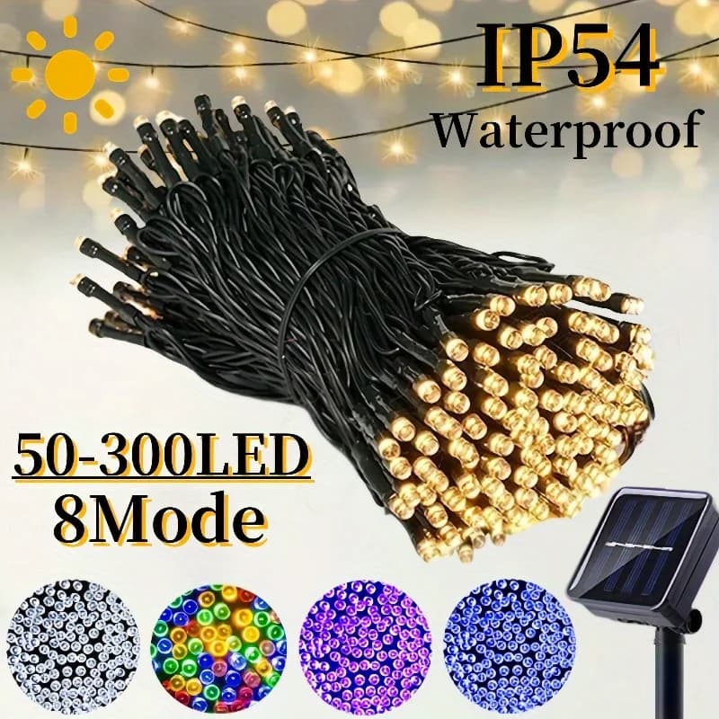 Luci a stringa solari per esterni 30/100/200/300 Lucine a LED 8 modalità Luci solari IP54 per la decorazione natalizia del giardino di nozze