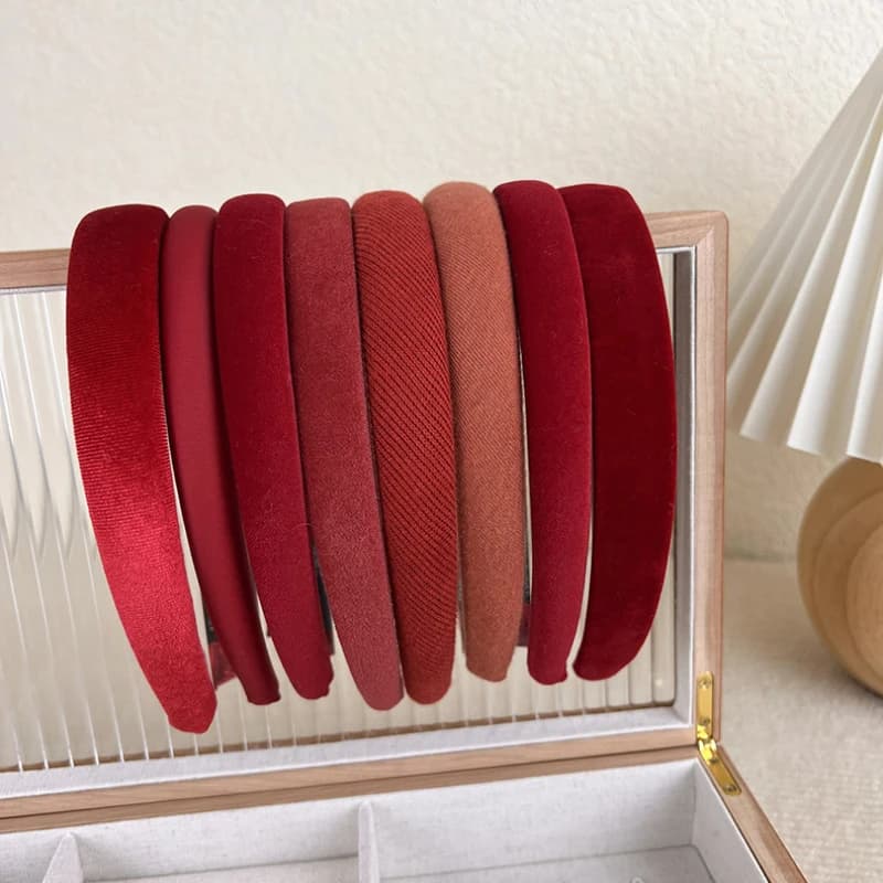 Fascia sottile rossa di Capodanno per donne Ragazze Cerchietto per capelli in spugna dolce Decorazione natalizia Fascia per capelli Accessori per capelli alla moda Regali