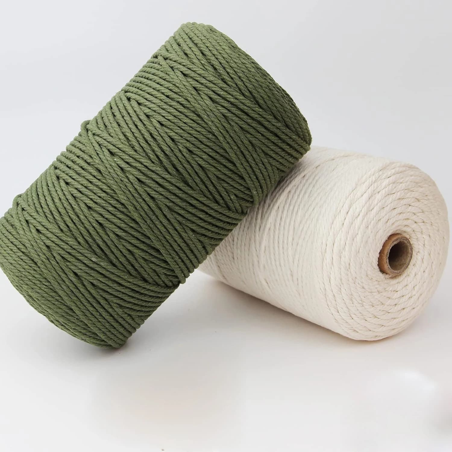 Natural Cotton Macrame Rope 3mm 109/218Yards Armygreen Macrame Cord for Knitting Crafts DIY Wall Hanging Handmade Home Decor