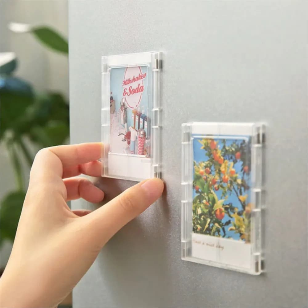 3 inch Mini Magnetic Photo Frames 2.5''×3.5'' DIY Refrigerator Picture Holder With Magnetic Transparent Acrylic Photos Display
