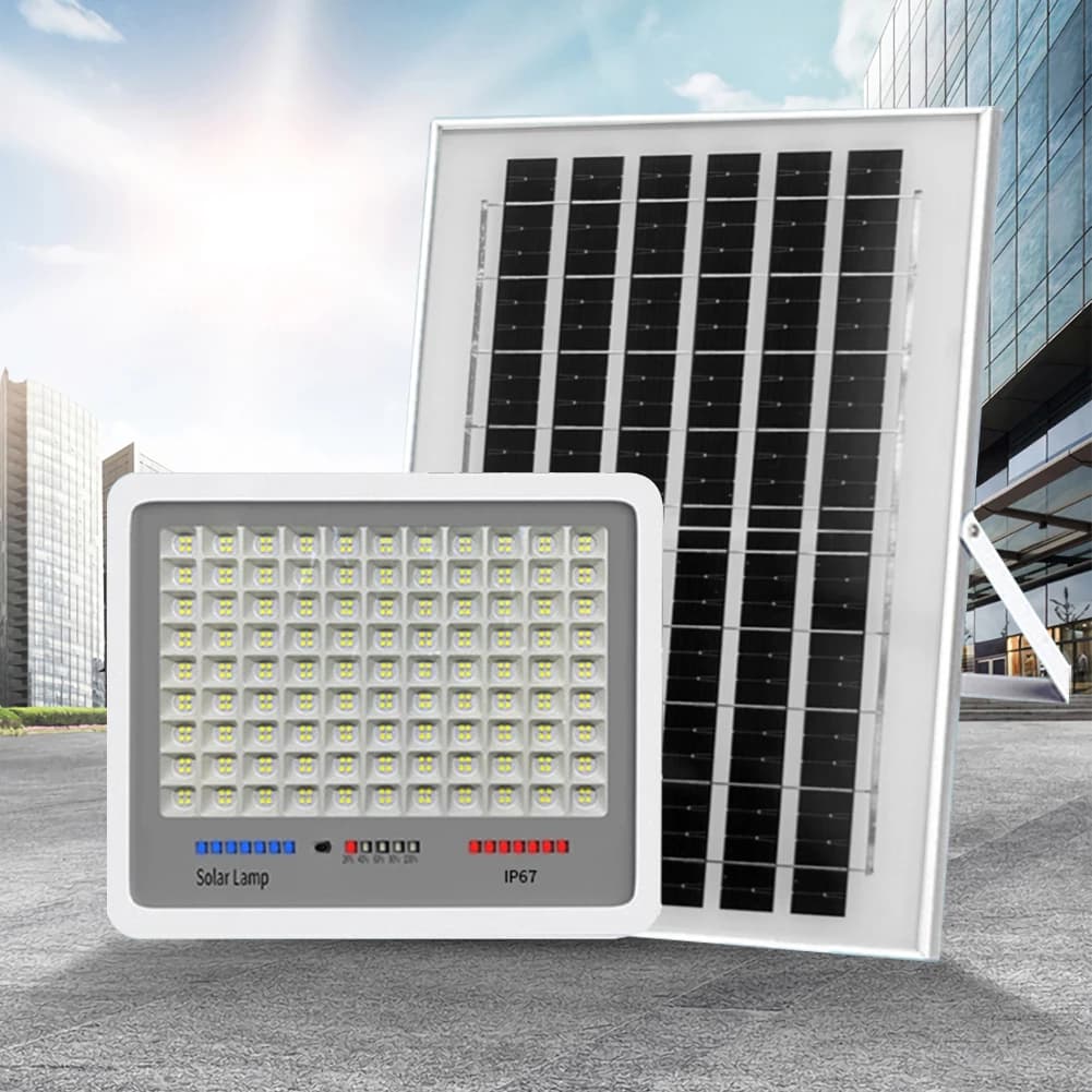 Lampione stradale a LED ad energia solare con accensione automatica, luci di sicurezza per esterni, lampada da parete per esterni con diverse modalità, telecomando per giardino e cortile