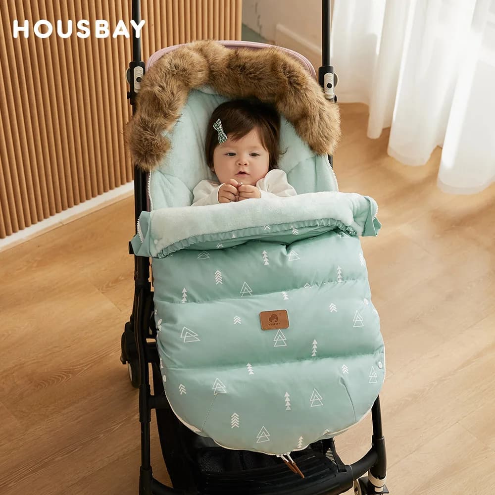 Kids winter sleeping bags thick fur collar warm sleeping bag for strollers universal safety seats baby bag for unloading