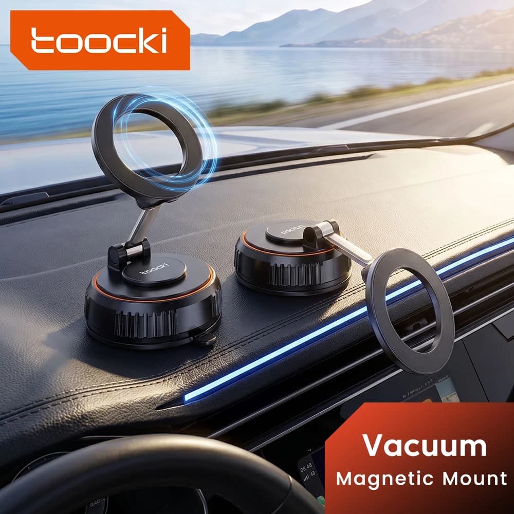 Toocki Vacuum Magnetic Car Phone Holder Suction Cup Car Mount 360° Adjustable Foldable Stand For iPhone Xiaomi Huawei Samsung