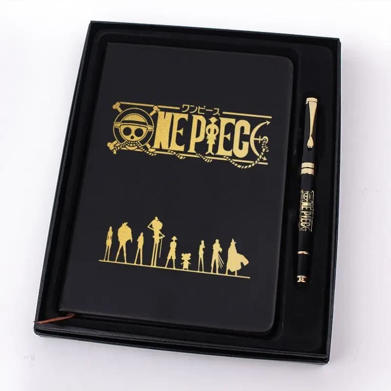 Set Regalo di Cancelleria One Piece con Zoro, Luffy e Ace, Quaderno Creativo Personalizzato e Penna con Firma in Confezione Regalo