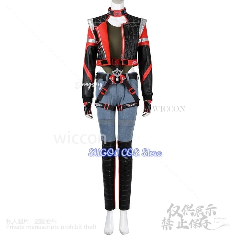 Gioco Panam Palmer Cosplay Anime Giacche di pelle rosse e nere Punk Y2K Ragazze Moda Uniforme Cintura Parrucca Festa di Halloween Personalizzato