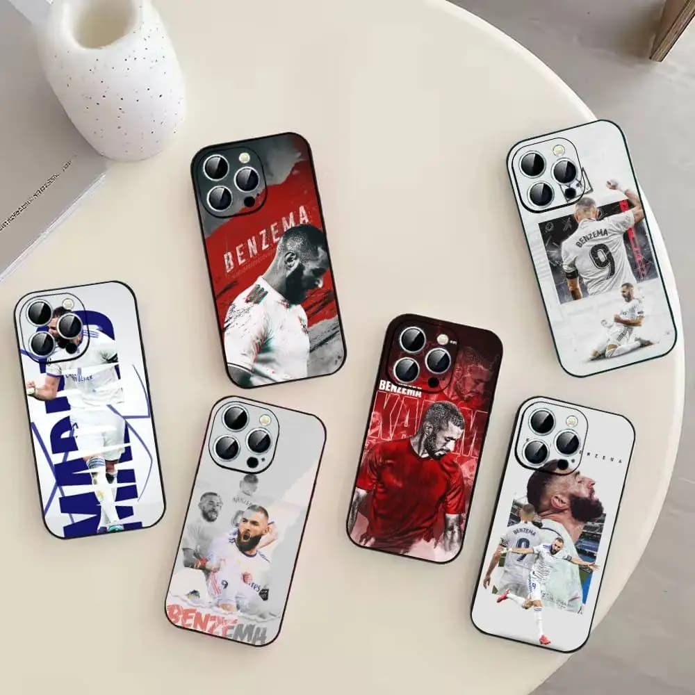 K-Karim Benzema Football Cheer Phone Case For iPhone 17, 16,15,14,13,12,11 Plus,Pro Max, Others Soft Black Cover