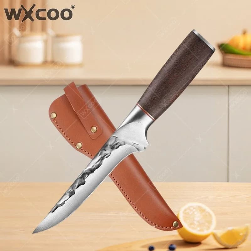 WXCOO Coltello Disossatore Multifunzione per Accessori da Cucina, Coltello da Macellaio Forgiato a Mano con Manico in Legno, Mannaia per Carne di Maiale