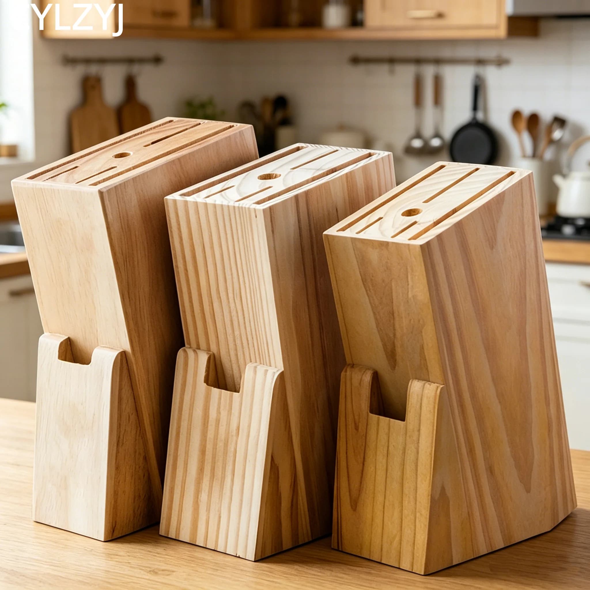 Portacoltelli da Cucina Creativo in Legno, Supporto Verticale per Coltelli, Contenitore Sicuro per Coltelli e Forbici Universali