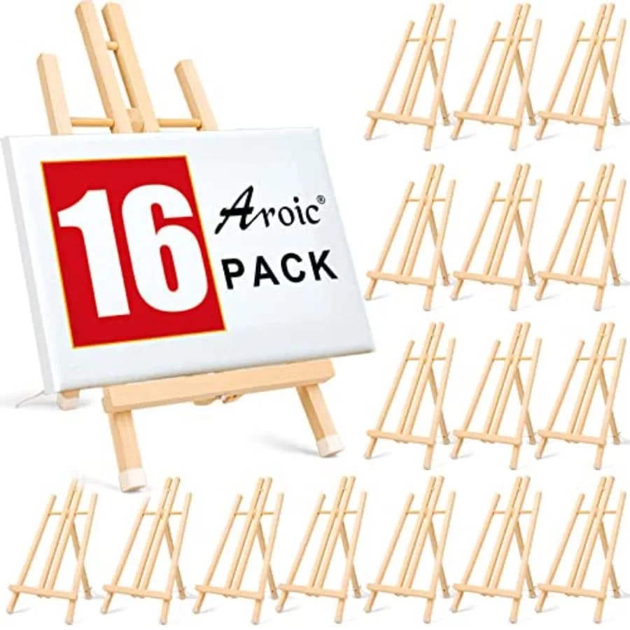 Set di 16 Cavalletti in Legno da 15 Pollici, Supporti per Tele da Pittura, Arte e Artigianato, Cavalletti a Treppiede per Feste, Cavalletti da Tavolo per Studenti