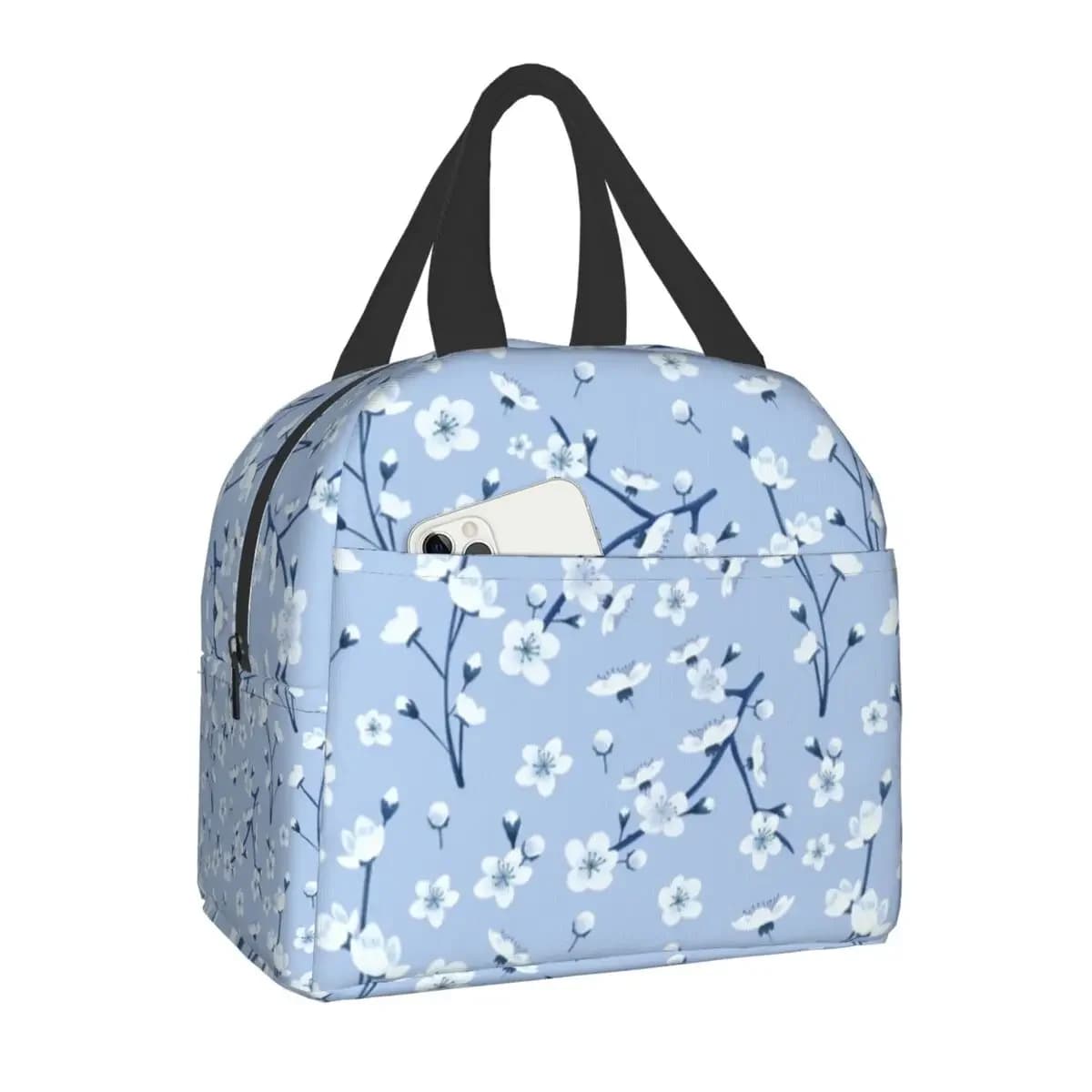 Japanese Cherry Blossom Insulated Lunch Bag for Women Floral Flower Resuable Cooler Thermal Food Lunch Box Work School Travel