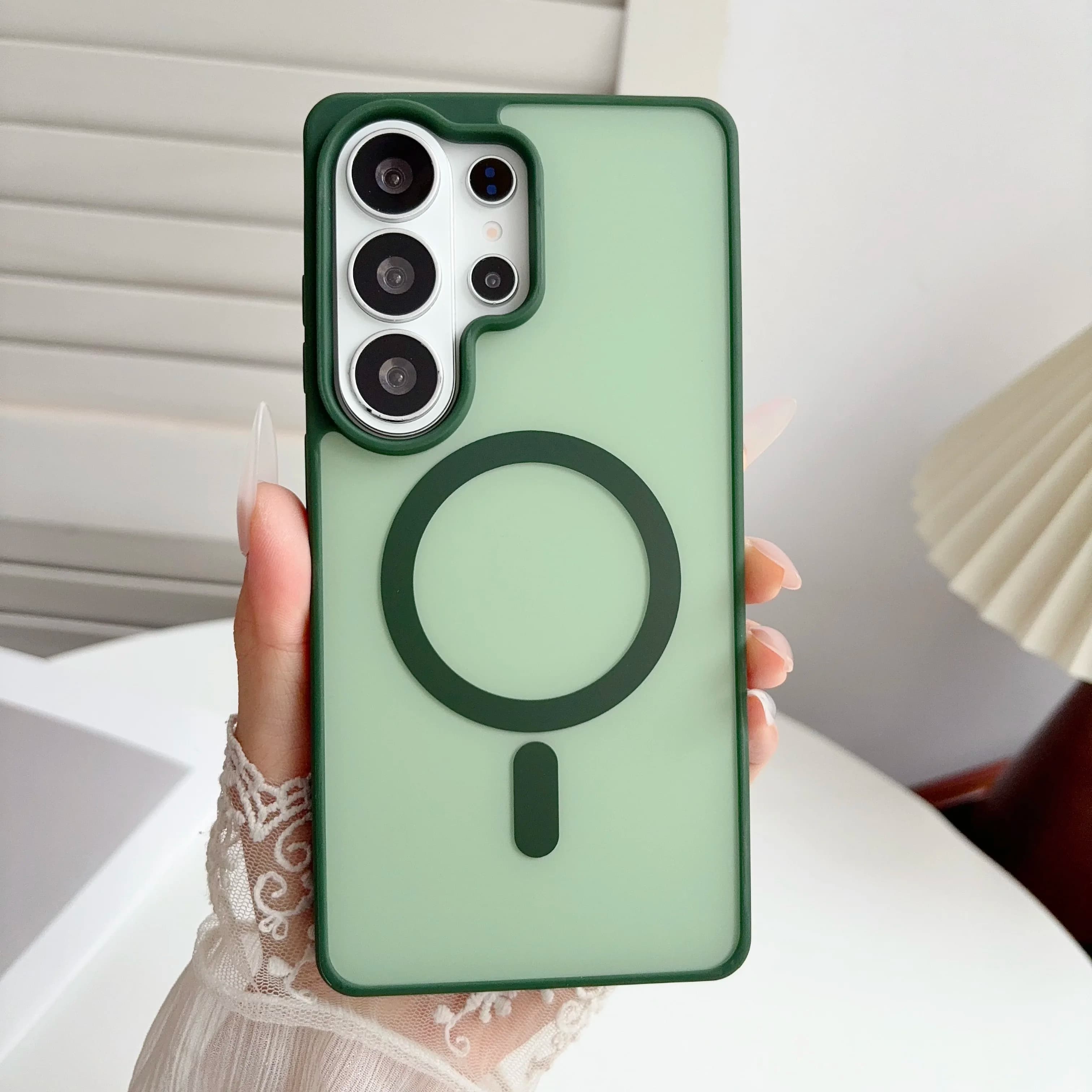 Fashion Acrylic Magnetic Phone Case For Samsung Galaxy S26 S25 Edge S24 S23 FE S22 Ultra Plus 5G Skin Feel Shockproof Back Cover