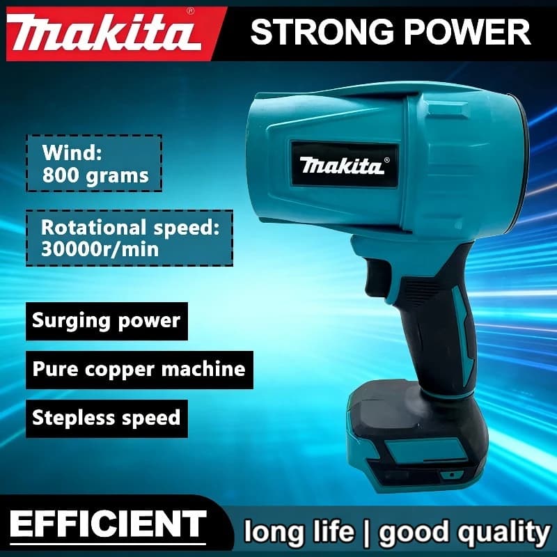 Makita Soffiatore Elettrico Turbo Jet Fan 22000 RPM, Soffiatore d'Aria Potente Ricaricabile con Luce, Strumento per Pulizia Auto