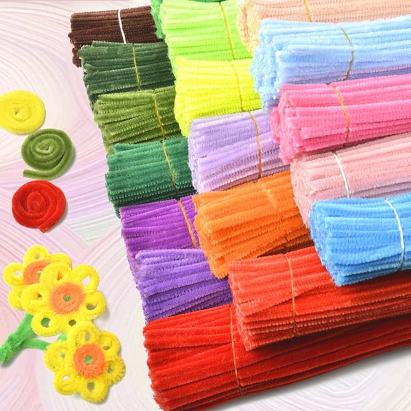 Tubo stelo in ciniglia 100 pezzi bambini giocattoli creativi fai da te bastoncini di ciniglia detergenti scuola materna materiale fatto a mano striscia di peluche