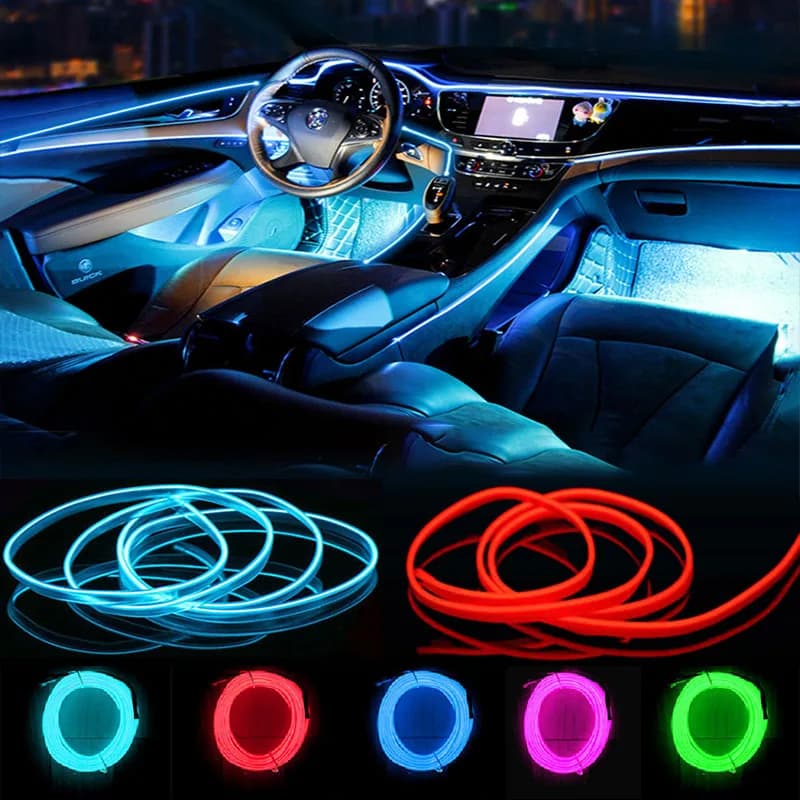 1M/3M/5M Neon LED Decorative lamps for interior cars Strips USB drive for decorative DIY dashboard Console Environmental light Cold light