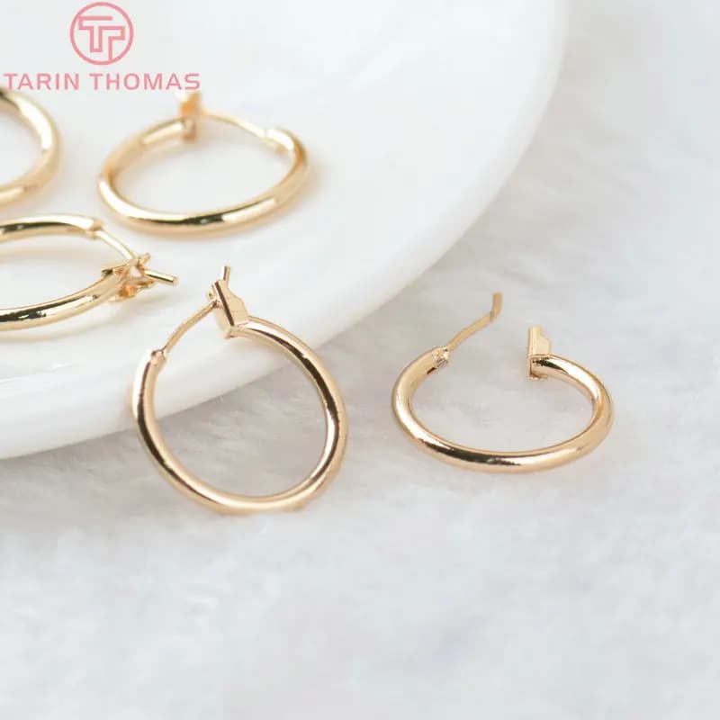 (2418) 6PCS 18MM 20MM 24K Gold Color Plated Brass Round Earrings Hoops High Quality Diy Jewelry Earrings Accessories