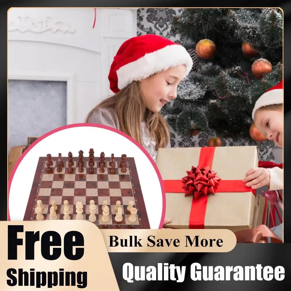 Set di Scacchi in Legno 3 in 1 per lo Sviluppo del Pensiero Strategico: Scacchi, Dama e Backgammon, Non Tossico, Scacchiera Grande 29x29cm per Ragazzi e Ragazze