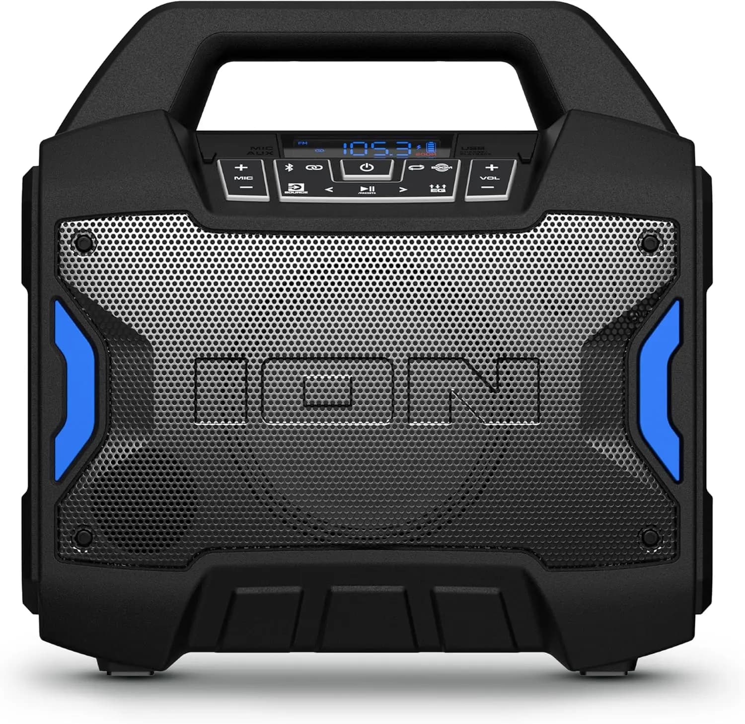 Bluetooth Speaker Portable from External with Microphone, FM Radio, USB Port, IPX5 Water Resistant, Wireless Stereo Connection, App, 60W