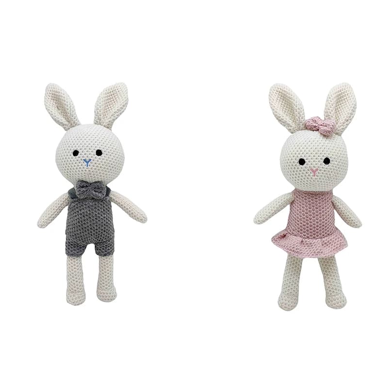 1 pz nuovo coniglio fatto a mano bambola di lana all'uncinetto animale di lana farcito peluche bambino lenitivo coppia lavorata a maglia coniglio coccole bambola