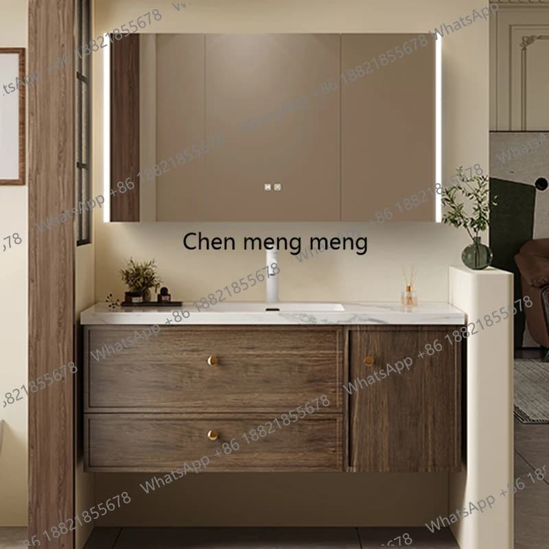 Mobile bagno moderno con specchio, divisorio, vano porta profumi e lavabo, per soggiorno e bagno, stile cinese, con porta carta igienica, Arredamento per la casa