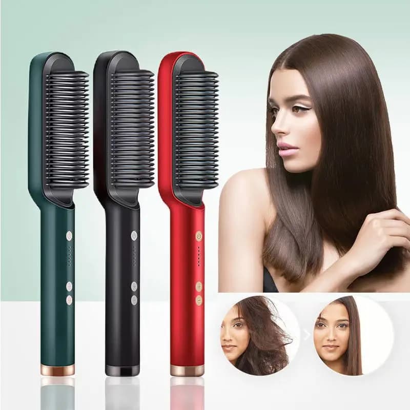 Professional Electric Pet 2 in 1, Hair Straight Brush with Negative Ions and Multi-Temperature Control
