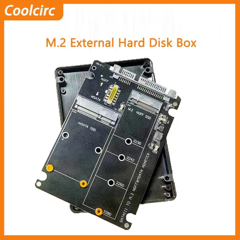 M.2 NGFF SSD MSATA Protocol To Serial Port External Built-In Hard Disk Box Msata To Sata 3 3.0 Dual Disk Switching With Switch