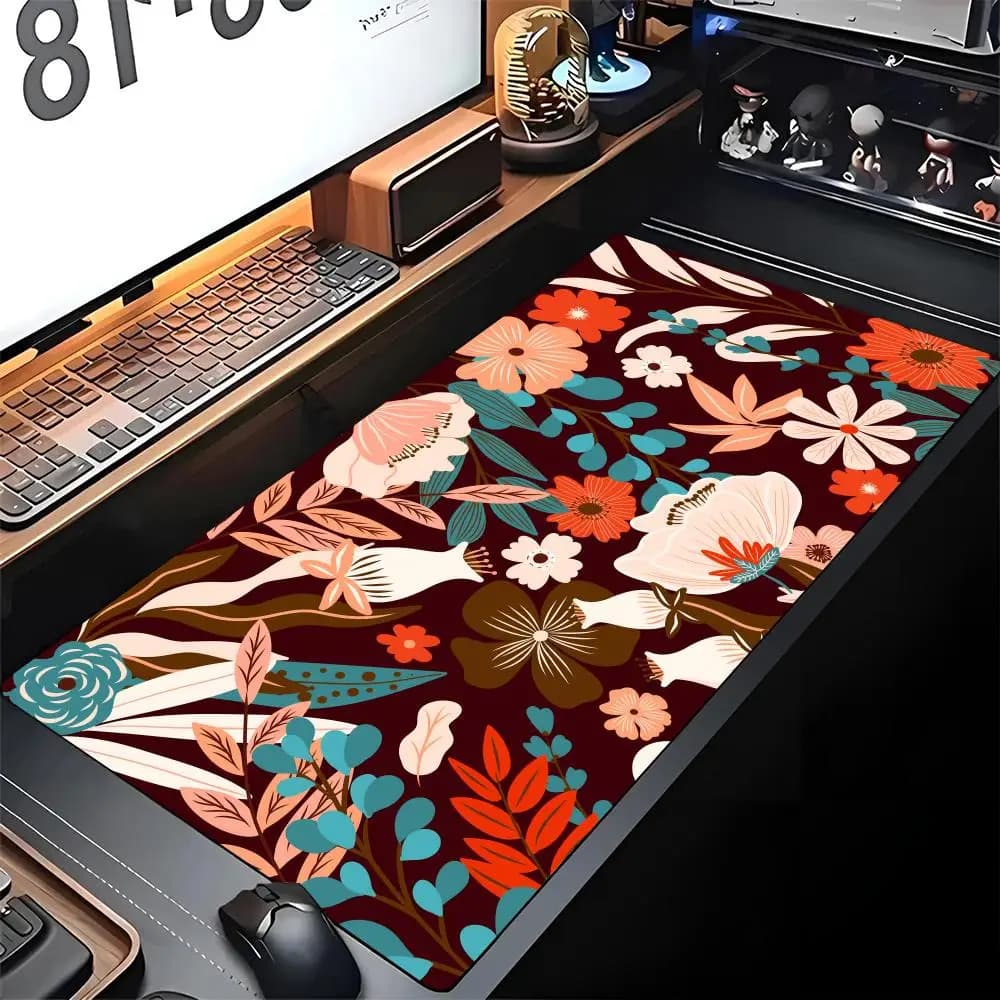 Abstract Flower Mouse Pad Edge Big Gaming Locking Computer Gamer Large Rubber Video Game Art Mousepad Laptop Desk Mat