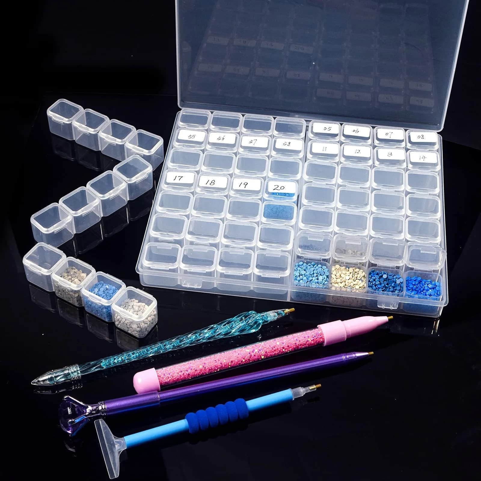1 Set Of 28/56 Grids, DIY Diamond Painting Tool, Jewelry Nail Loose Bead Organizer, Independent Rice Bead Storage Container