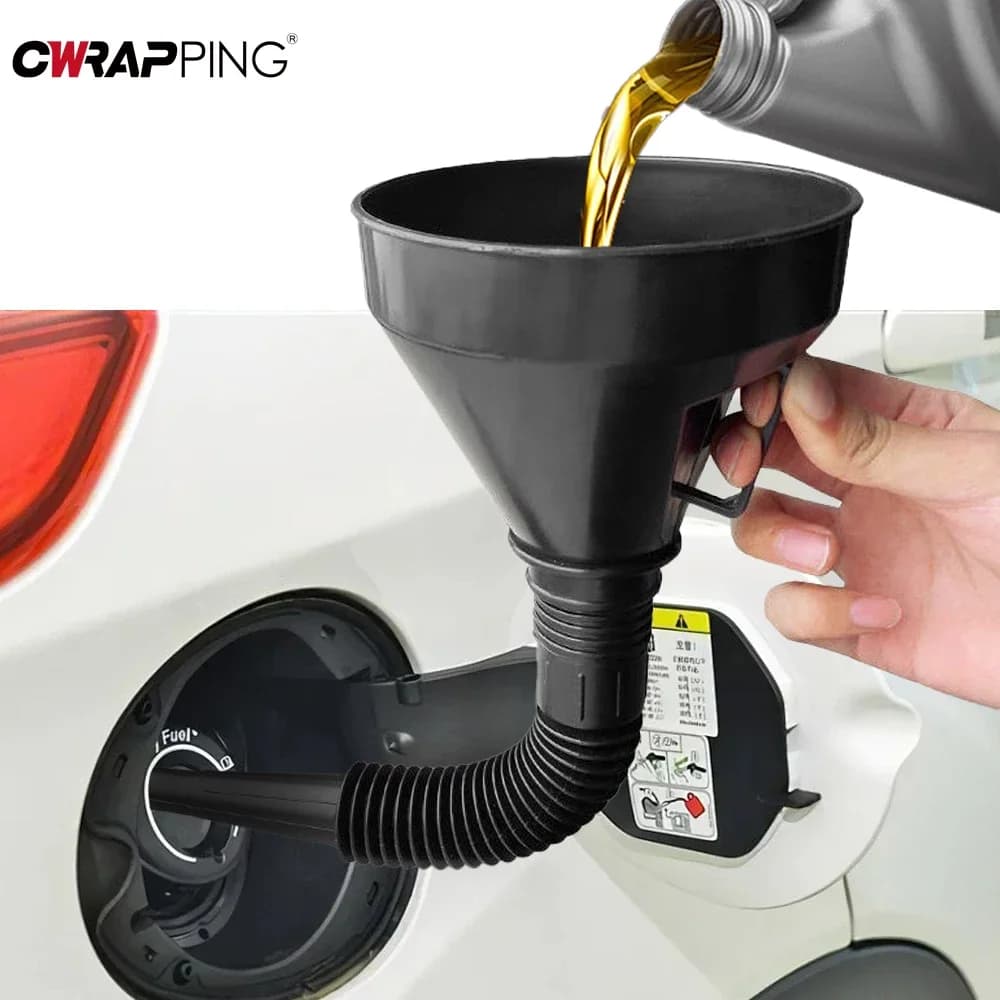 Motor supply funnel with car filter, motorcycle, truck, oil, petrol, filling filter, extension tube, funnel tool