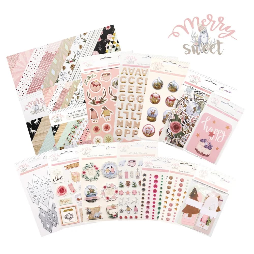 Creative Path Merry Sweet Craft Kits Decorative Papers Die Cuts Stickers Metal Dies Journaling Scrapbooking Supplies Full Kits
