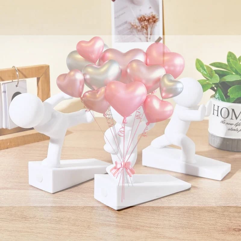 Cute White Humanoid Door Stopper With Non Slip Base Durable Material Perfect For Home Office Bedroom Decor