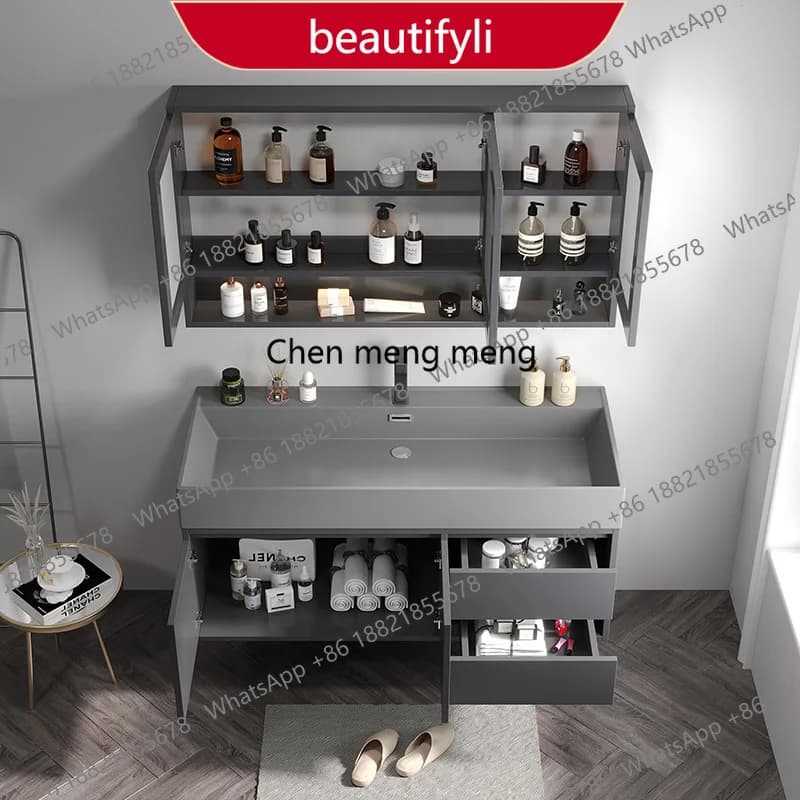 YL17 Lamp Integrated Bathroom Cabinet Drawer Girls Smart Floating Bathroom Cabinet Vanity Mirror Armario Banheiro Furniture