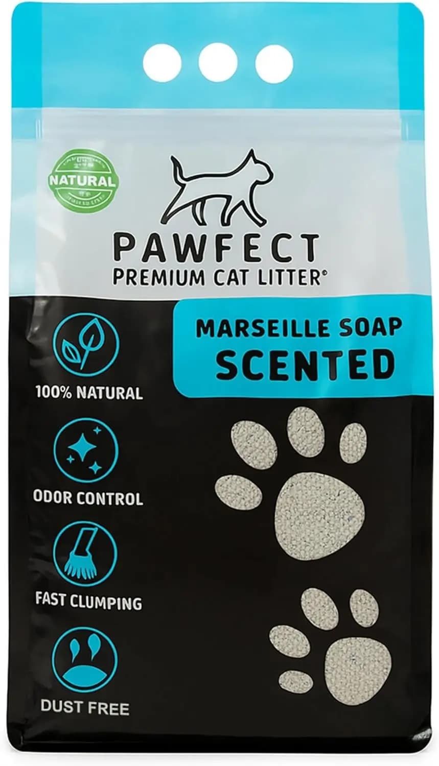 Scented Clumping Cat Litter – 9.6 lb Dust-Free Odor Control with Marseille Soap Fragrance