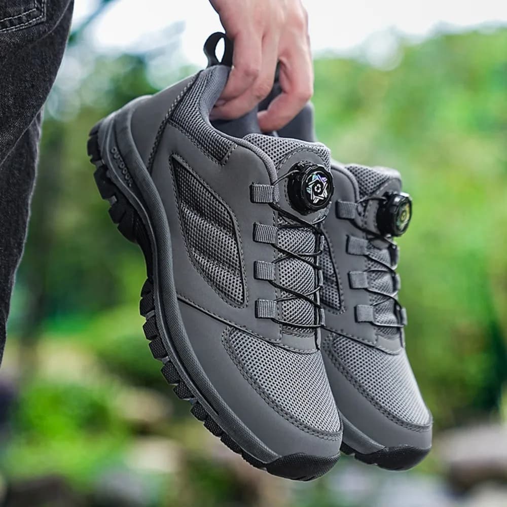 Scarpe da ginnastica da uomo Stivali da trekking eleganti con fibbia rotante Tinta unita Scarpe sportive comode antiscivolo Scarpe da uomo taglie forti